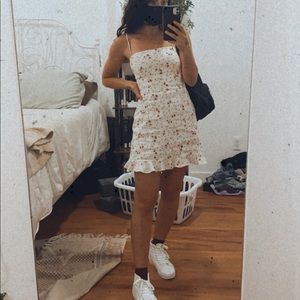 Reformation White Linen Floral Dress